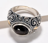 Artisan Crafted Sterling & 18K Black Star Diopside Ring Size 6